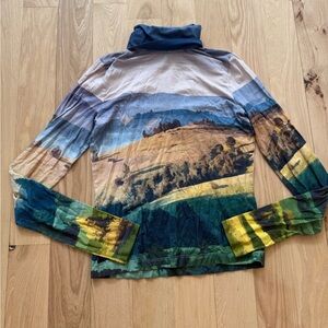 The Kit Mountain Postcard Pullover Multicolor Turtleneck Size S
